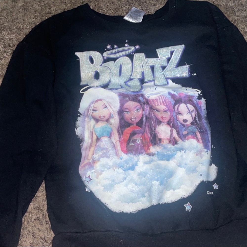 BRATZ Dolls Women Size S Sweatshirt Black glitter Retro 90's Fan MGA y2k